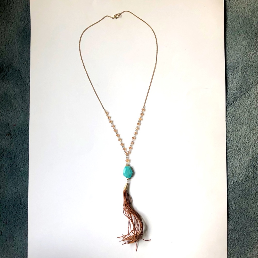 Beaded Boho Fringe Necklace